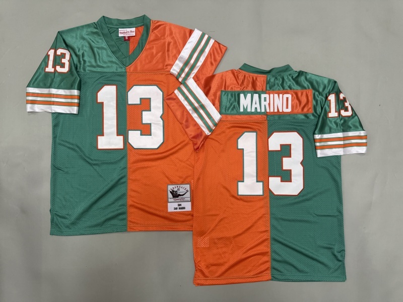 Men 2025 Miami Dolphins 13 Marino green orange Throwback Limited NFL Jersey style 002